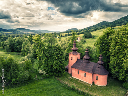 Cerkiew Blechnarka Beskid Niski © DRONE QUEST