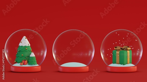 Obraz na plátně Set of Glass snow globe Christmas decorative design