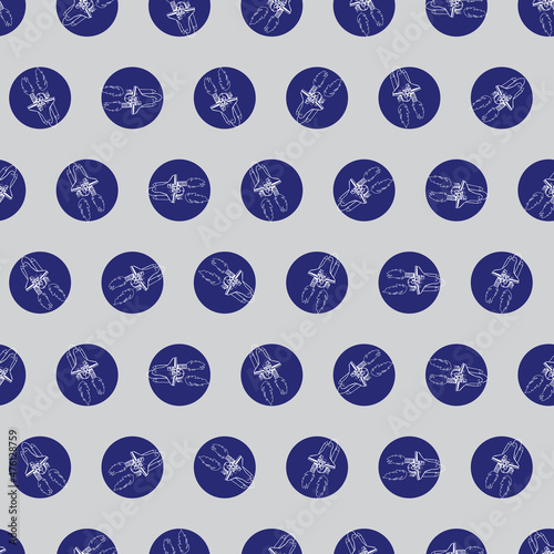 Vector grey simple space shuttle blast outlines repeat pattern with polka dots. Great for kids wrapping paper or fabric.