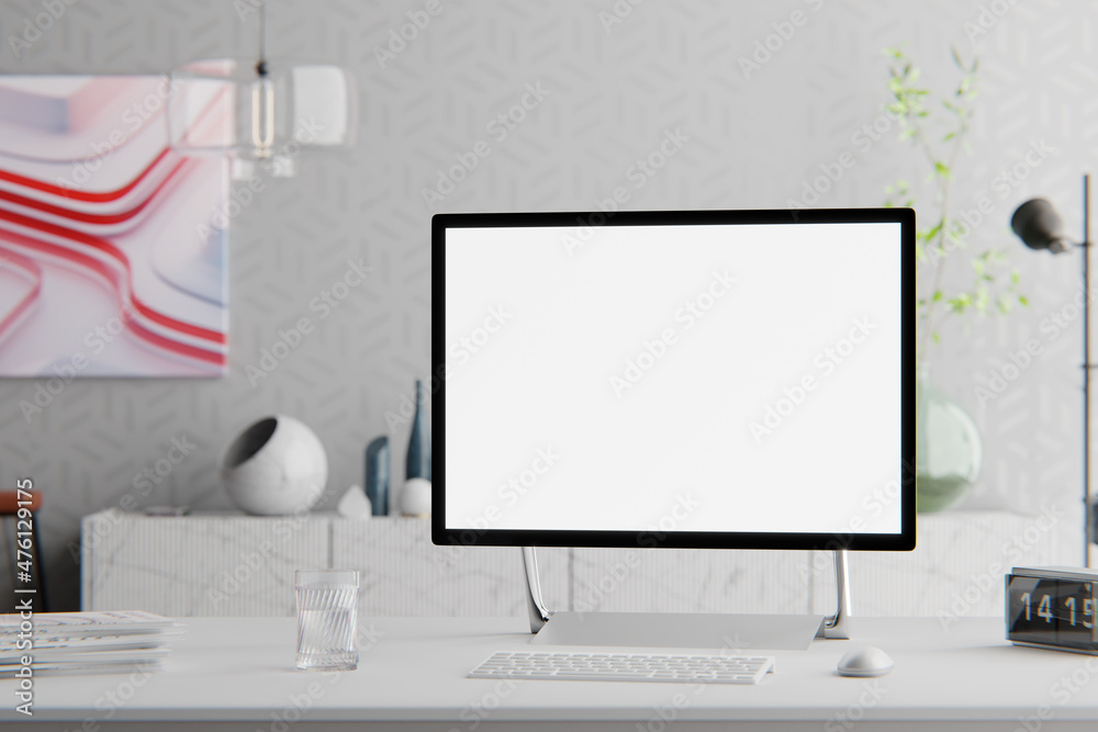 Fototapeta premium Stylish workplace in the modern loft interior. 3d render