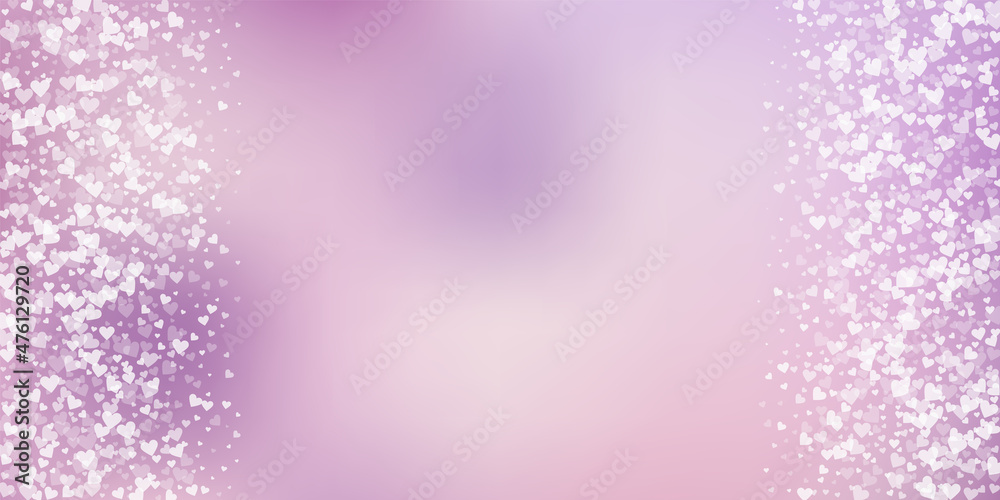 White heart love confettis. Valentine's day border White heart love confettis. Valentine's day border