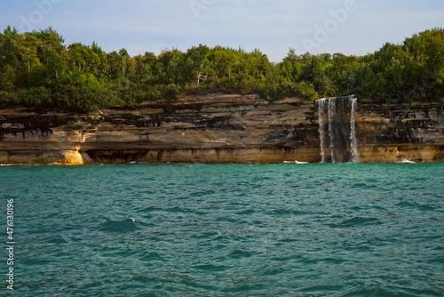 Spray falls at Pictured Rocks National Lakeshore on Lake Superior in Michigan