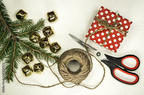 Christmas Or New Year Gift Wrapping Composition