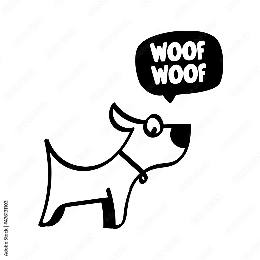 Hand-drawn vector illustration with black and white dog. Hand-drawn vector illustration with black and white dog.