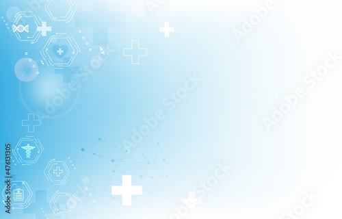 Modern vector medical blue background.healt and care wallpaper