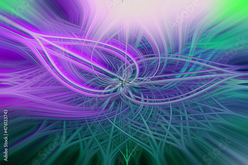 Graphic outlined leaves of bright purple and green colors photo