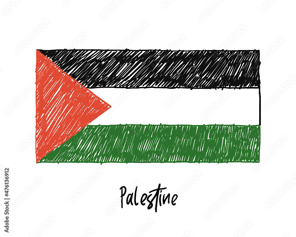 Palestine Flag Marker or Pencil Sketch Illustration Vector Stock Vector
