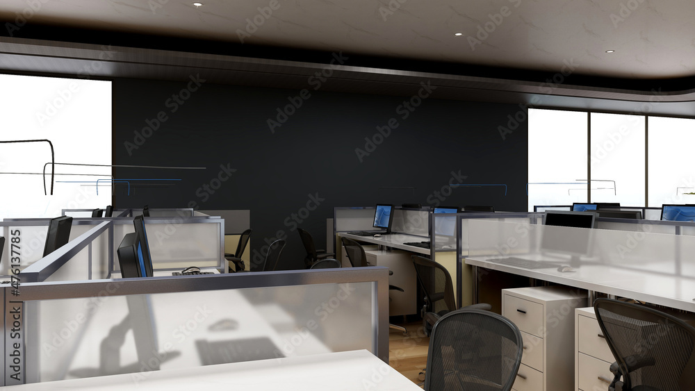 office area with blank wall 3d design interior office area with blank wall 3d design interior