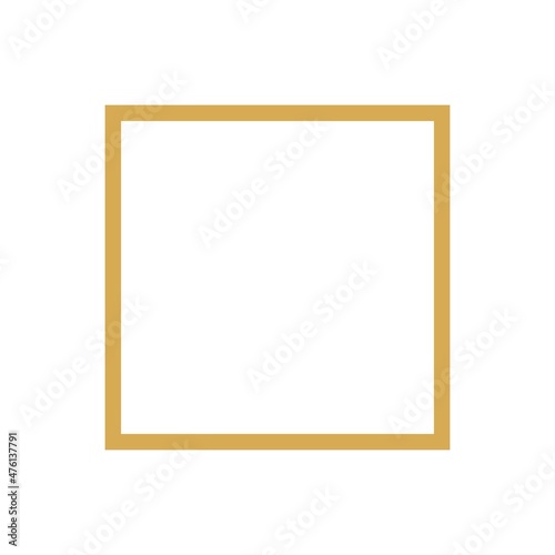 Gold Square frame on the white background