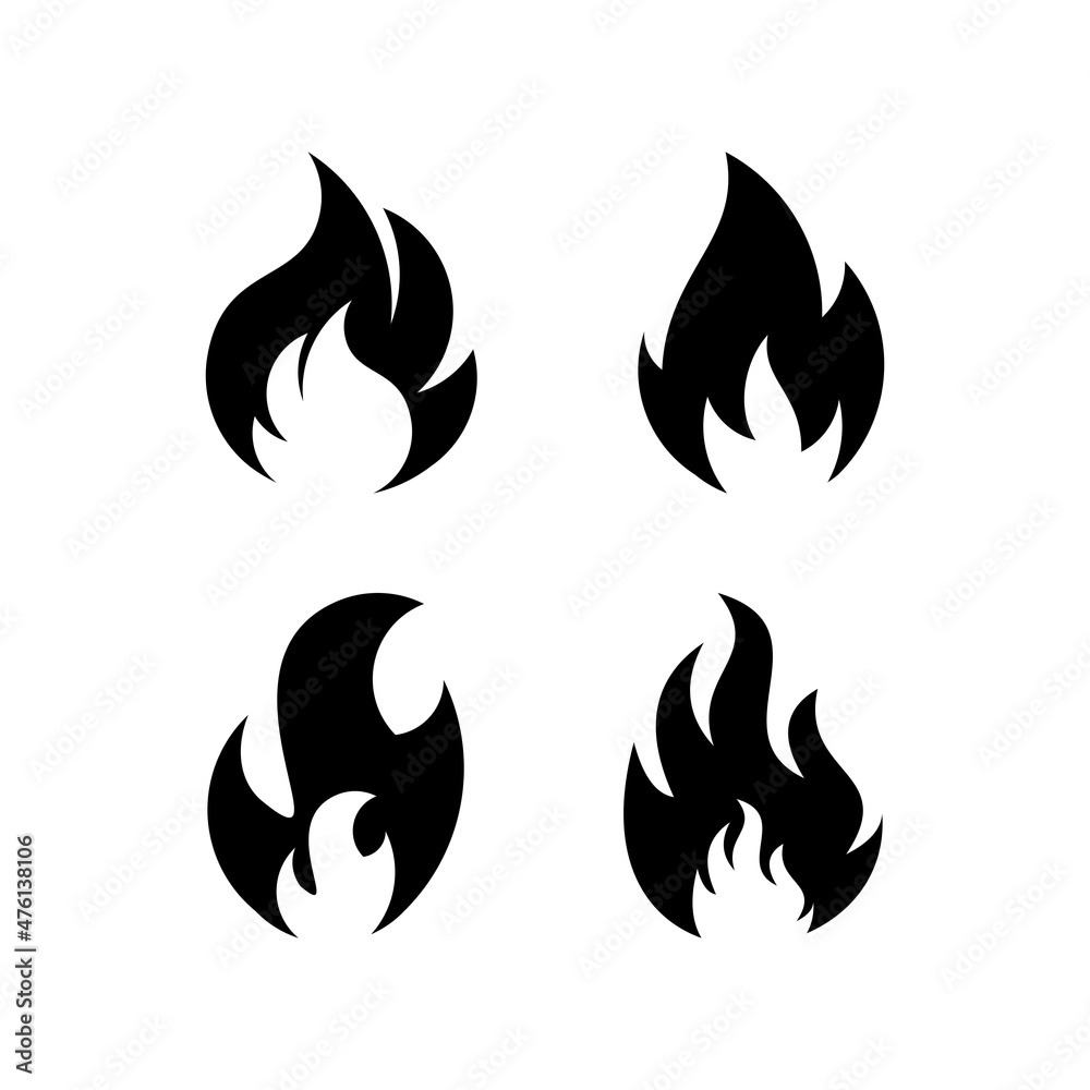 Fire flames, fire set Logo design inspiration Fire flames, fire set Logo design inspiration