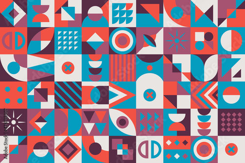Abstract bauhaus geometric colorful background