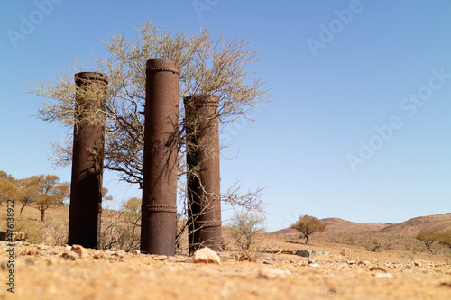Fotografija Water towers in a dry arid area