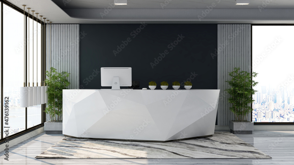 Fototapeta premium modern office lobby waiting room for company logo mockup