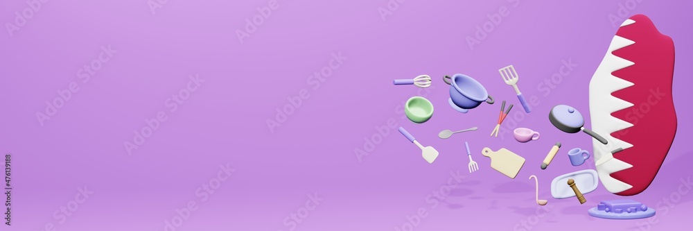 3d rendering of kitchen utensils usage in Qatar for data display 3d rendering of kitchen utensils usage in Qatar for data display