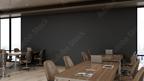 office area with blank wall 3d design interior