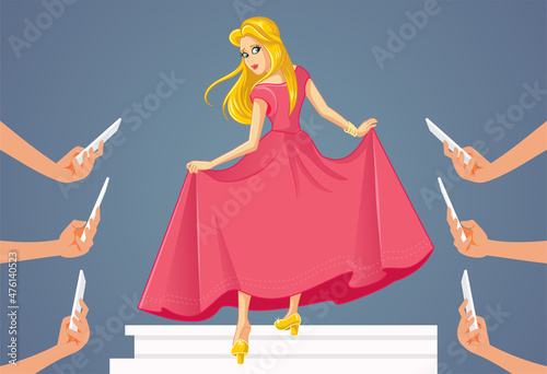 Princess Cinderella Having a Viral Internet Moment Vector Cartoon