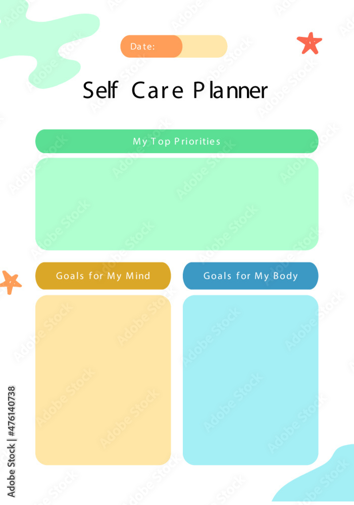 Colorful Abstract Self Care Planner