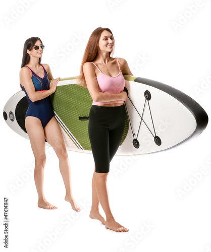 Sporty young women with boa...
