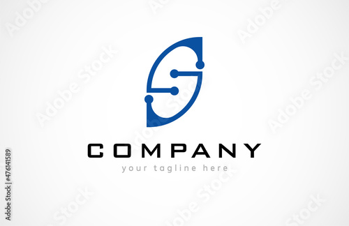 Initial S Logo. simple and modern letter s in  technology style. Usable for Brand and business Logos. Flat Design Logo Template. vector illustration