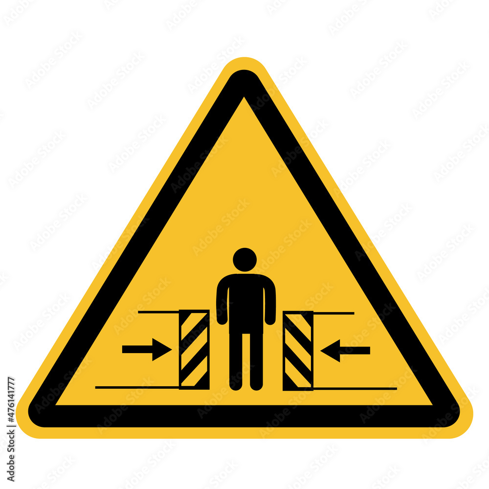 Warning crushing sign. Warning sign Risk of crushing. flat style.