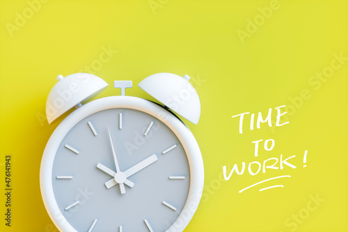 Time to work Concept with alarm clock aside. 3d rendering.