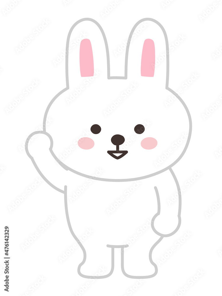 Rabbit waving a hand. Vector illustration isolated on a white background. Rabbit waving a hand. Vector illustration isolated on a white background.