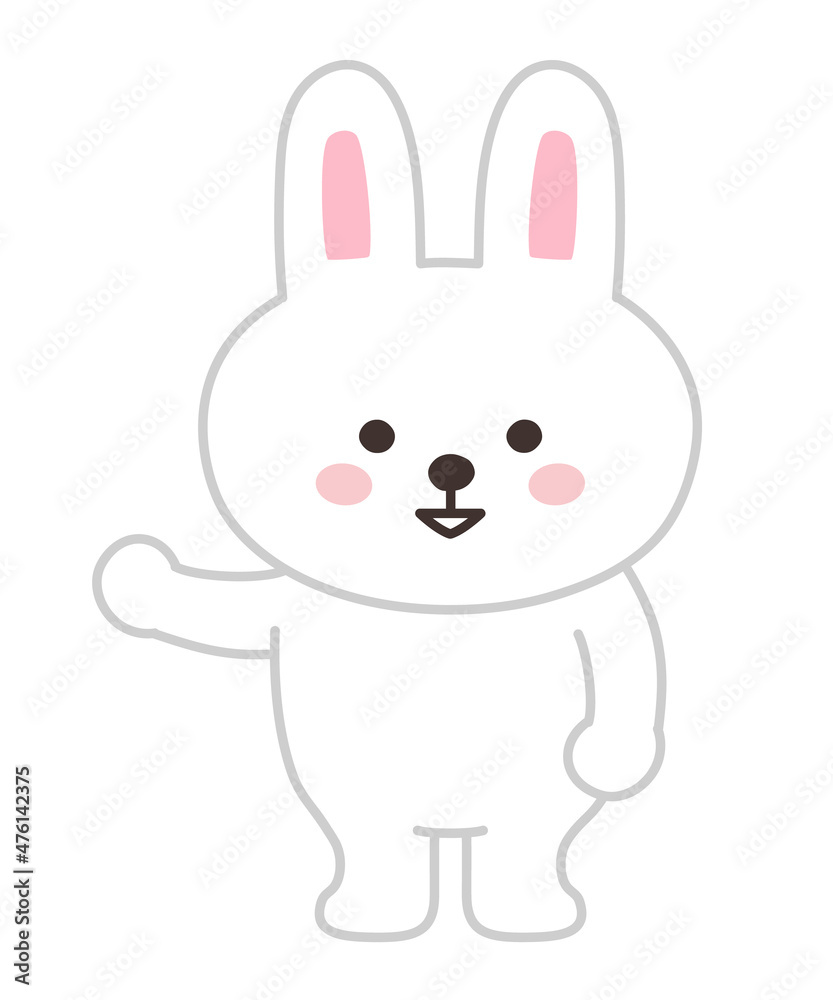 Rabbit introduces something. Vector illustration isolated on a white background. Rabbit introduces something. Vector illustration isolated on a white background.