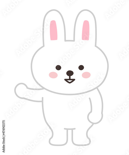 Rabbit introduces something. Vector illustration isolated on a white background.