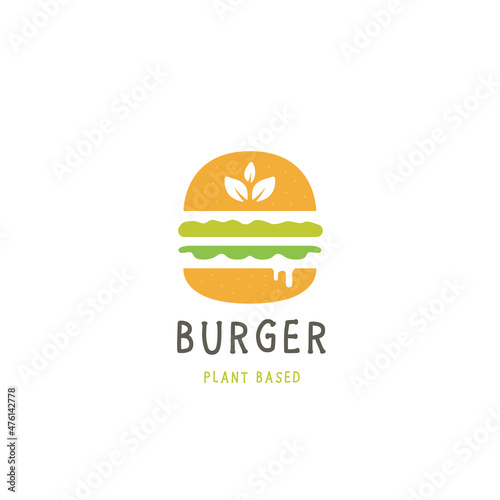 vegan burger logo with leaf icon illustration symbol