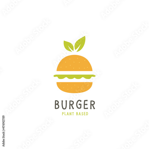 Burger vegan logo, plant based burger logo icon
