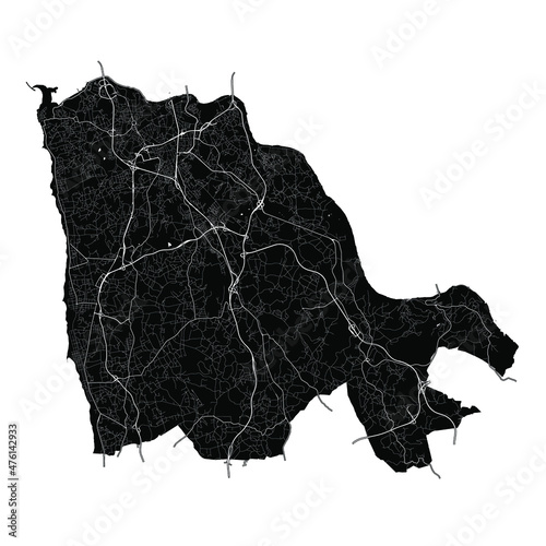 Vila Nova de Gaia, Portugal, Black and White high resolution vector map