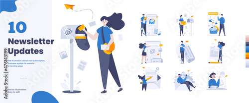 Newsletter updates illustration collection set
