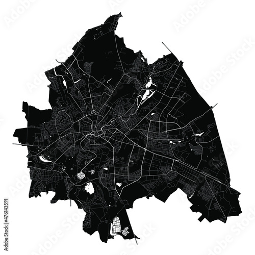 Billede på lærred Kharkiv, Ukraine, Black and White high resolution vector map
