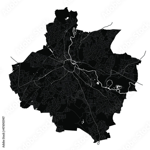 Derby, England, Black and White high resolution vector map