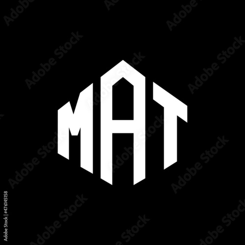MAT letter logo design with polygon shape. MAT polygon and cube shape logo design. MAT hexagon vector logo template white and black colors. MAT monogram, business and real estate logo.