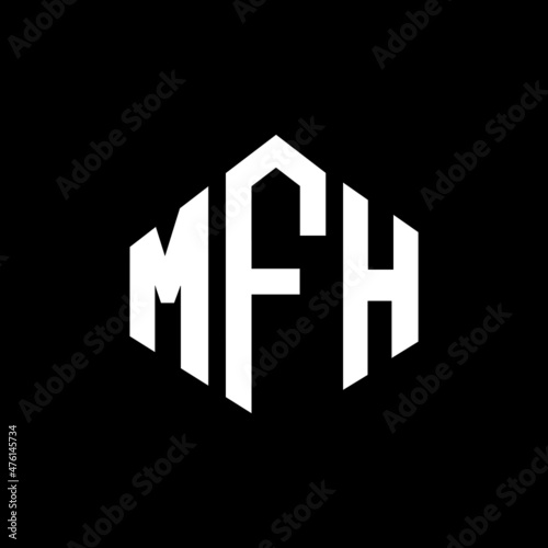 MFH letter logo design with polygon shape. MFH polygon and cube shape logo design. MFH hexagon vector logo template white and black colors. MFH monogram, business and real estate logo. © mamun25g