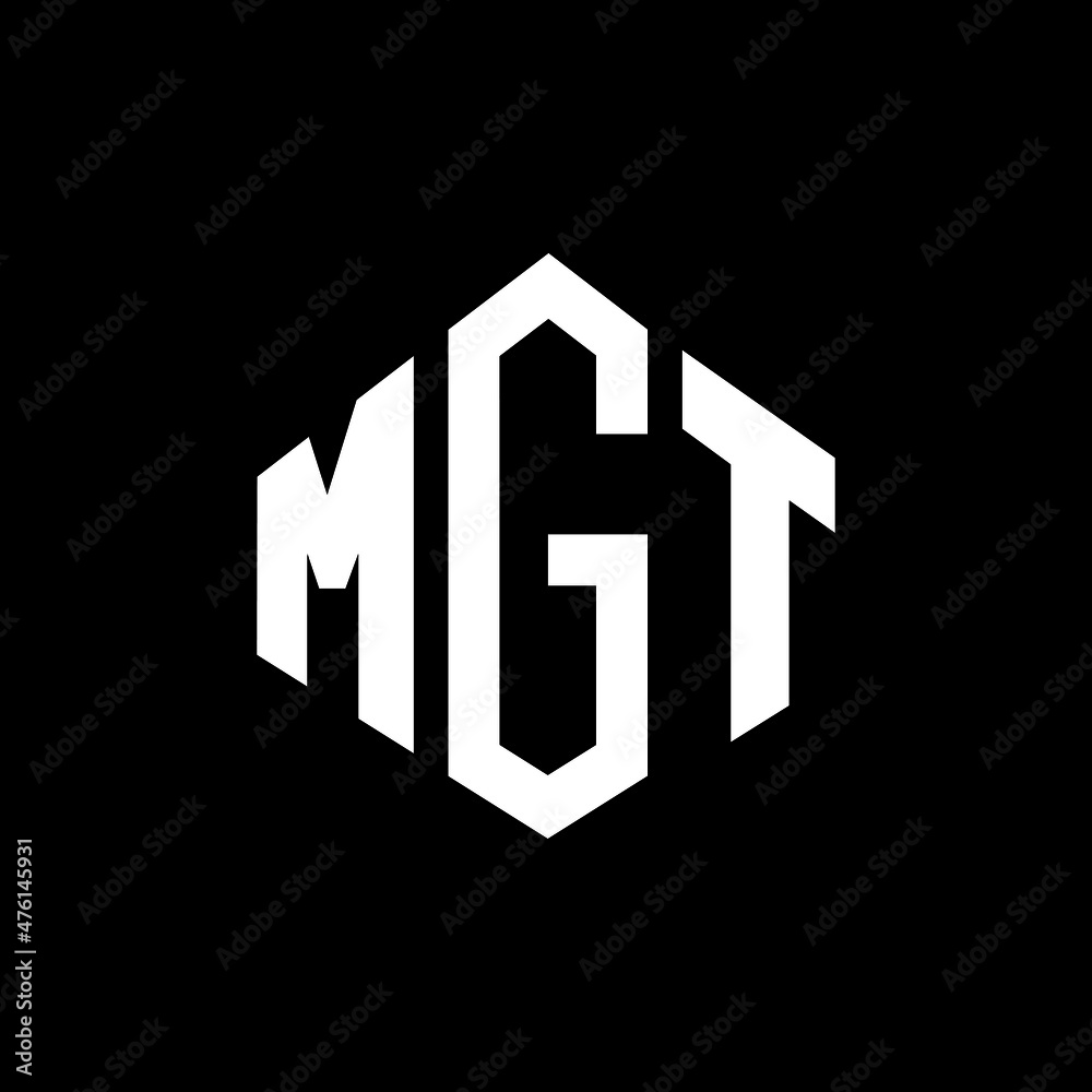 MGT letter logo design with polygon shape. MGT polygon and cube shape logo design. MGT hexagon vector logo template white and black colors. MGT monogram, business and real estate logo.