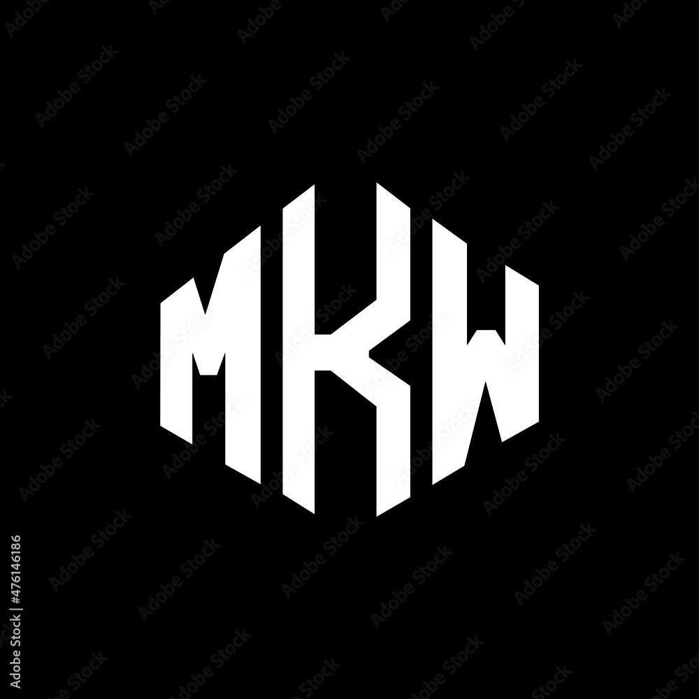 MKW letter logo design with polygon shape. MKW polygon and cube shape logo design. MKW hexagon vector logo template white and black colors. MKW monogram, business and real estate logo.