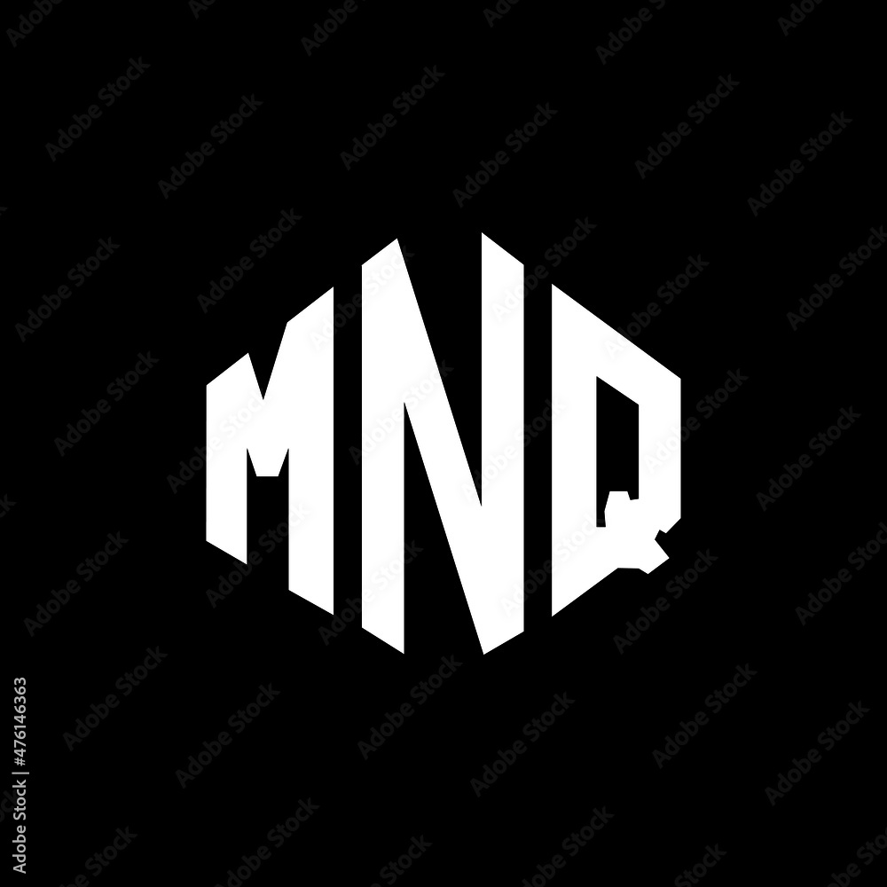MNQ letter logo design with polygon shape. MNQ polygon and cube shape logo design. MNQ hexagon vector logo template white and black colors. MNQ monogram, business and real estate logo.