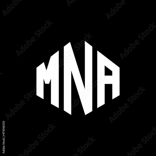 MNA letter logo design with polygon shape. MNA polygon and cube shape logo design. MNA hexagon vector logo template white and black colors. MNA monogram, business and real estate logo.