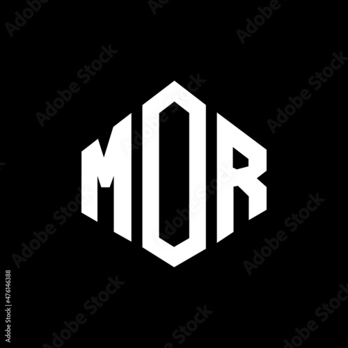 MOR letter logo design with polygon shape. MOR polygon and cube shape logo design. MOR hexagon vector logo template white and black colors. MOR monogram, business and real estate logo.