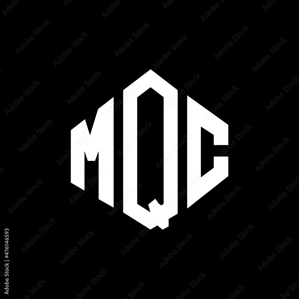 MQC letter logo design with polygon shape. MQC polygon and cube shape logo design. MQC hexagon vector logo template white and black colors. MQC monogram, business and real estate logo.
