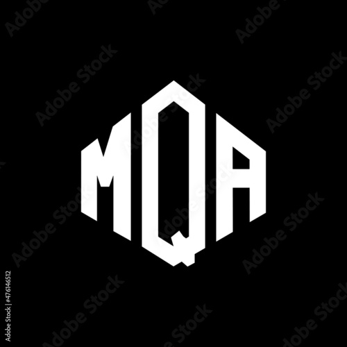 MQA letter logo design with polygon shape. MQA polygon and cube shape logo design. MQA hexagon vector logo template white and black colors. MQA monogram, business and real estate logo.