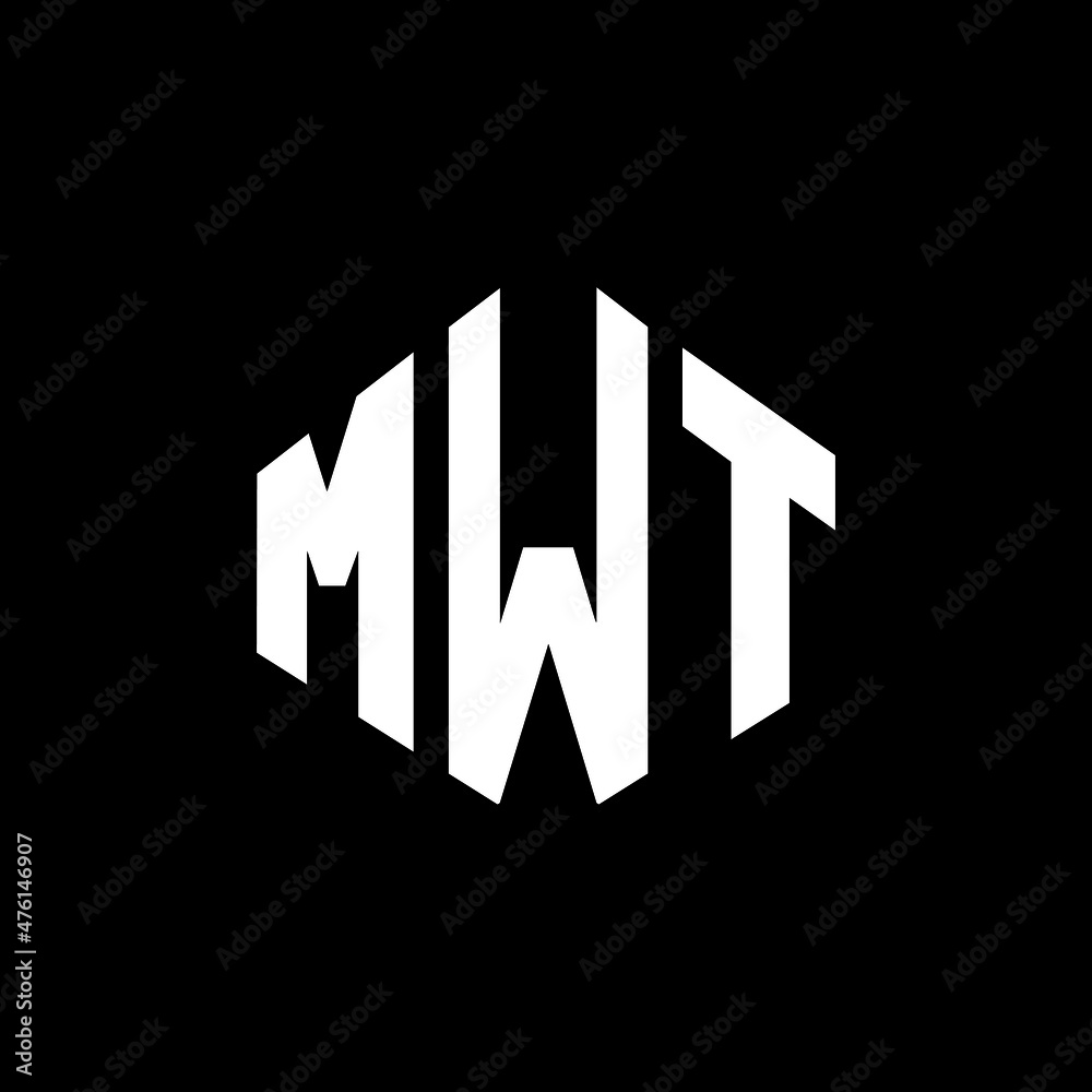 MWT letter logo design with polygon shape. MWT polygon and cube shape logo design. MWT hexagon vector logo template white and black colors. MWT monogram, business and real estate logo.