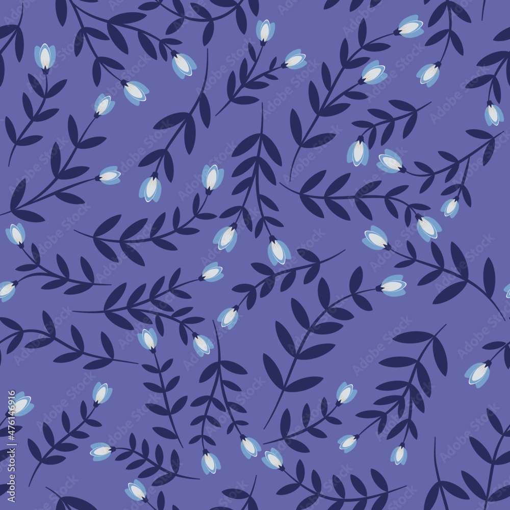 Foto auf Acrylglas mit Nahtloses Muster der Bluebell-Blume auf modischem sehr Peri-Hintergrund #476146916