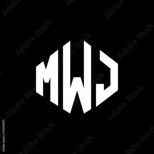 MWJ letter logo design with polygon shape. MWJ polygon and cube shape logo design. MWJ hexagon vector logo template white and black colors. MWJ monogram, business and real estate logo. photo