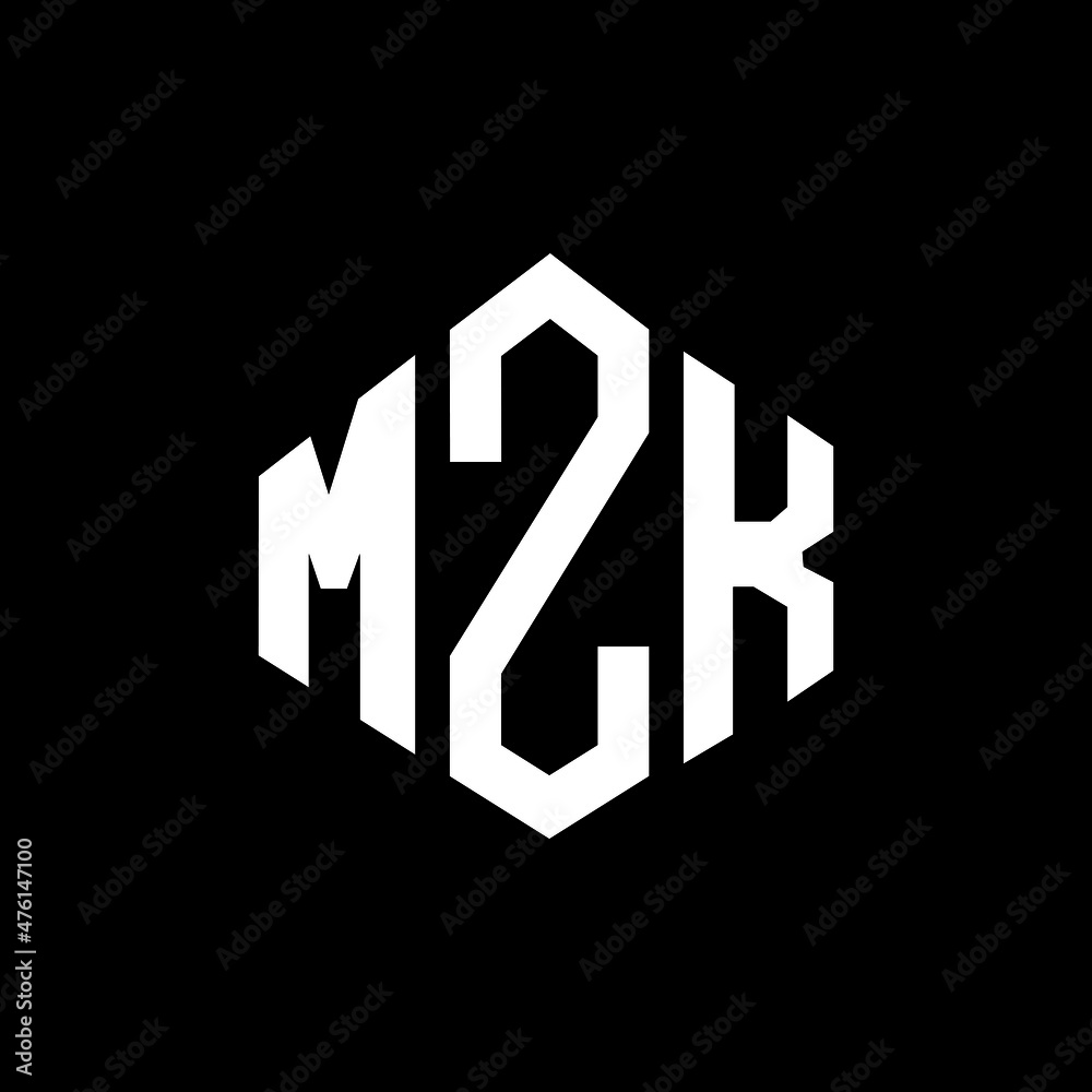 MZK letter logo design with polygon shape. MZK polygon and cube shape logo design. MZK hexagon vector logo template white and black colors. MZK monogram, business and real estate logo.