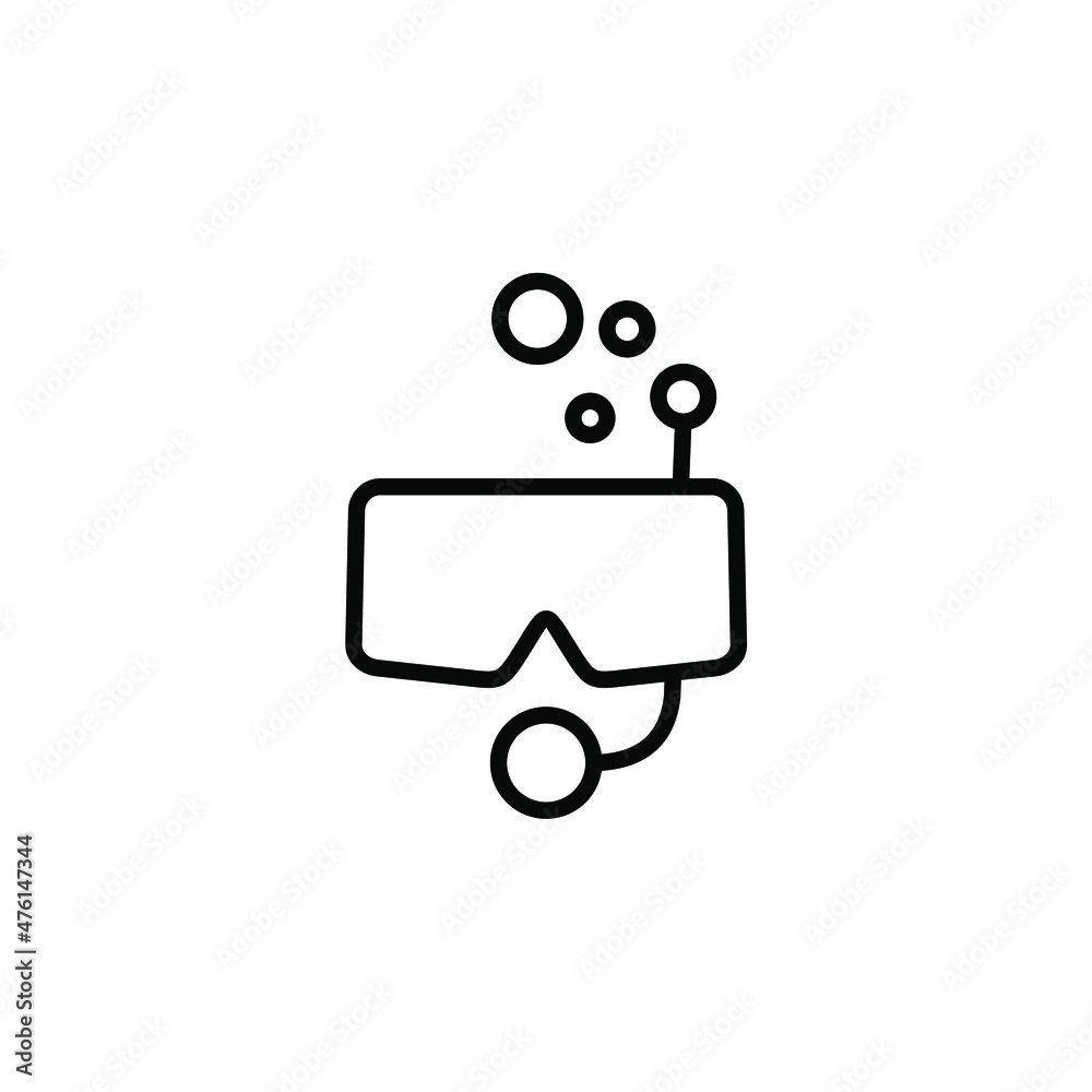 Diving Mask, Snorkel, Swimwear, Snorkelling, Scuba, Diver, Goggles Line Icon, Vector, Illustration, Logo Template. Suitable For Many Purposes.