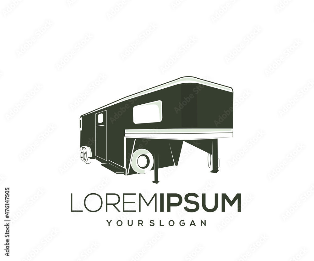 Obraz premium silhouette trailer horse logo design