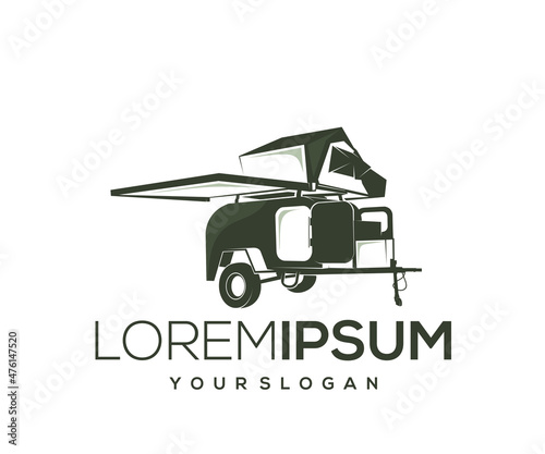 trailer camper logo design vector